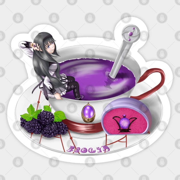 Homura in a Teacup Sticker by Antonydraws